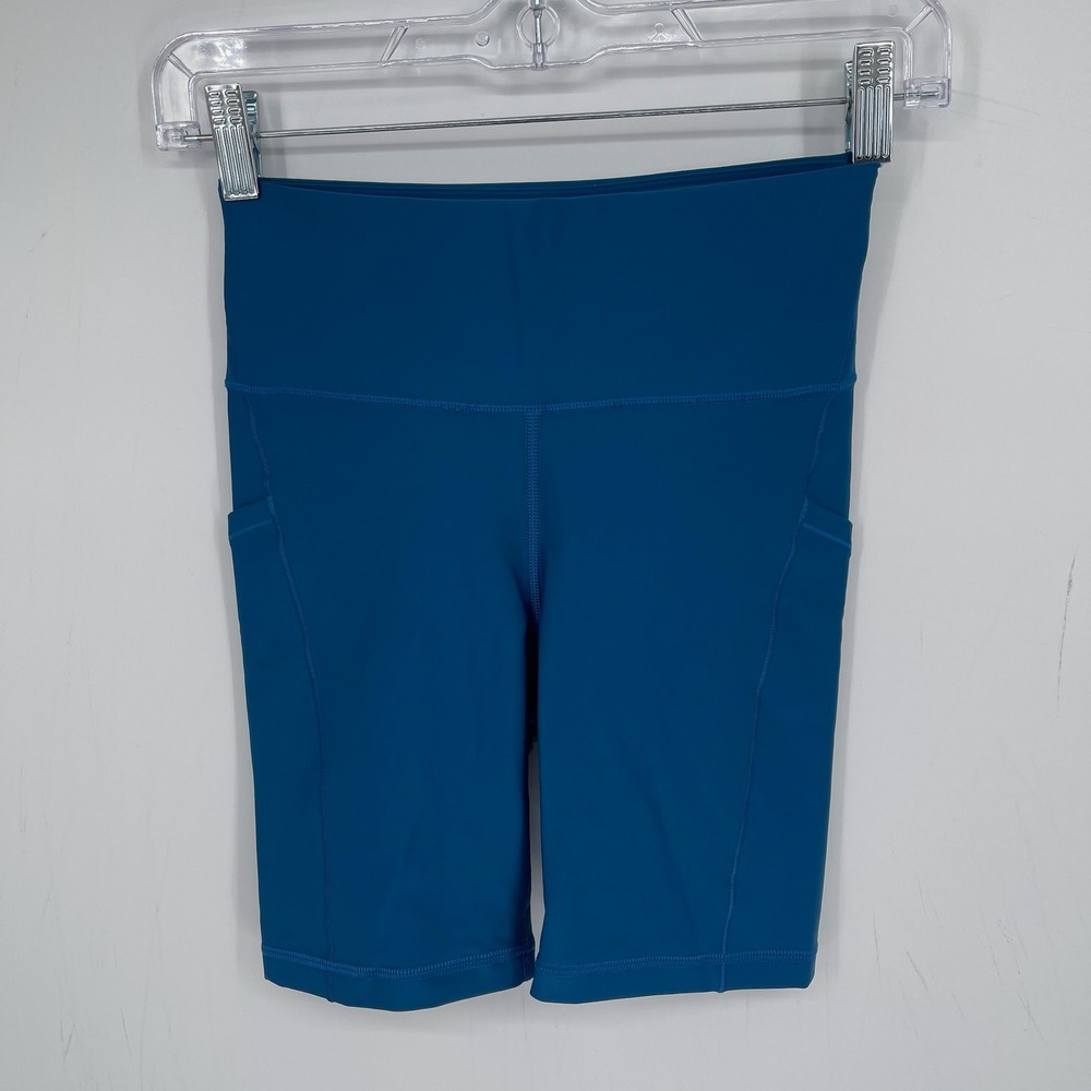 Athleta Women's Blue Performance Stretch Interval Stash 7" Biker Shorts Size XS